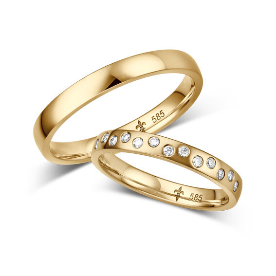 Giloy Trauringe TR-0-00057 & TR-1-00057 Florine Gelbgold