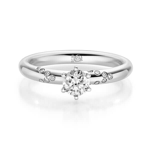 Diamantring Graugold dunkel 375 zus. 0,470 ct, tw,si Brillant Rubin RU-1719-6