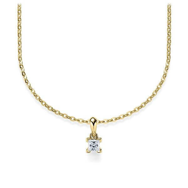 Collier Gelbgold 585 Prinzess-Diamant zus. 0,100 ct, tw, si Rubin RU-1577-2