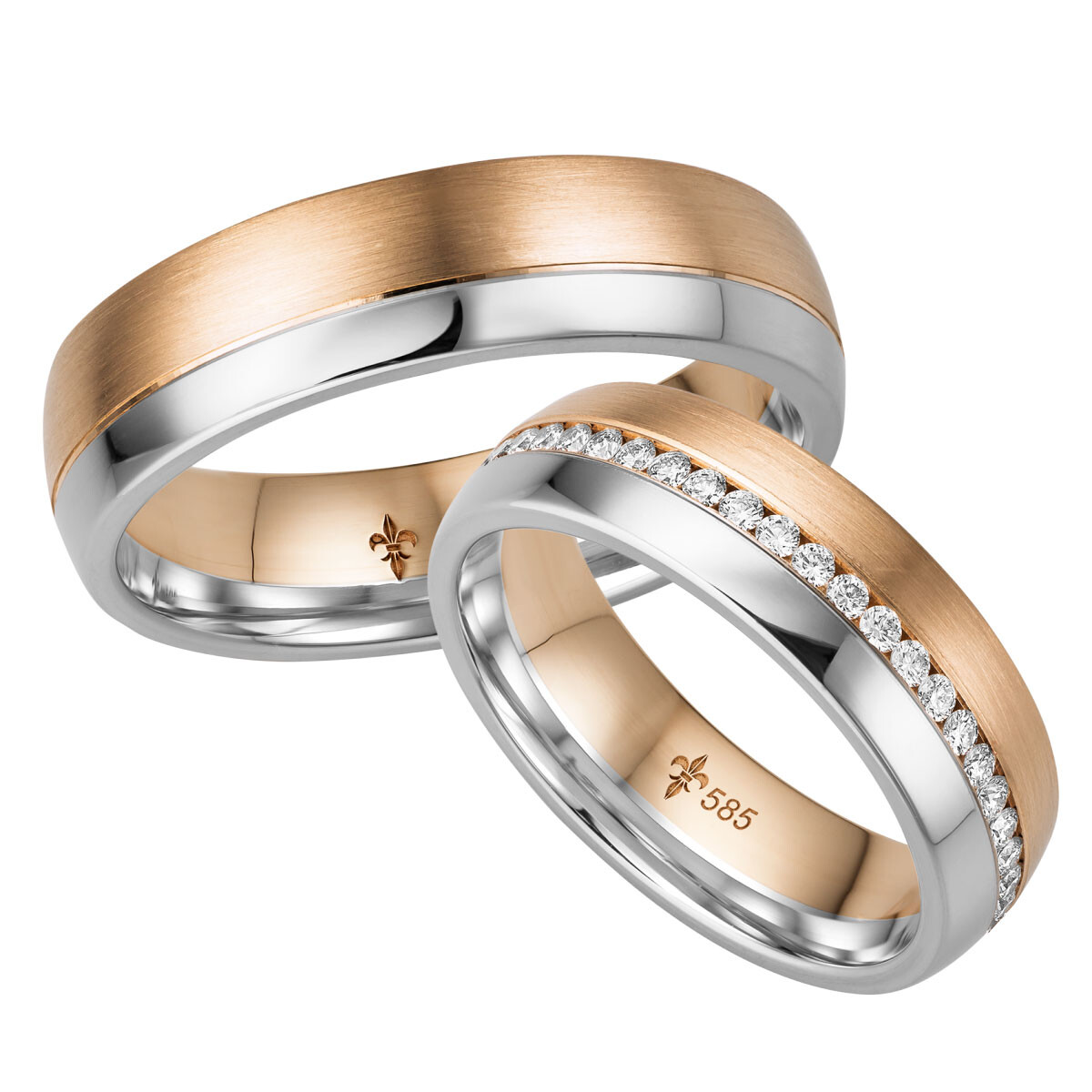 Giloy Trauringe Léonie Roségold & Weißgold TR-0-00024 & TR-1-00024