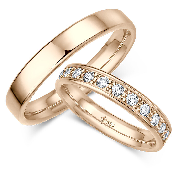Giloy Trauringe TR-0-00067 & TR-1-00067 Christine Roségold lupenrein