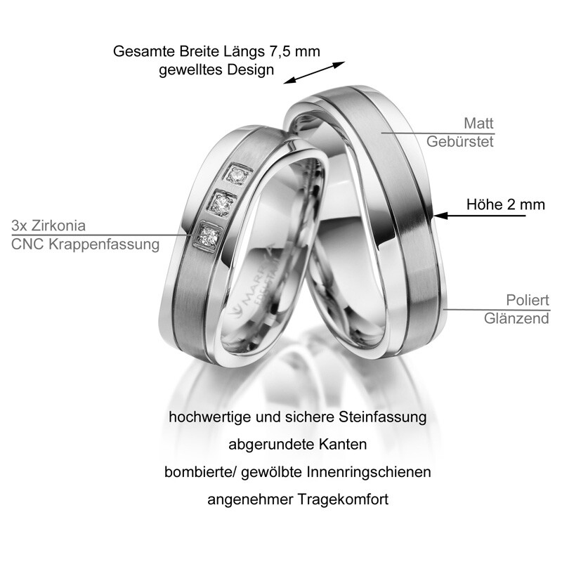 Partnerringe Trauringe Edelstahl Design Marrya ES-18 Info