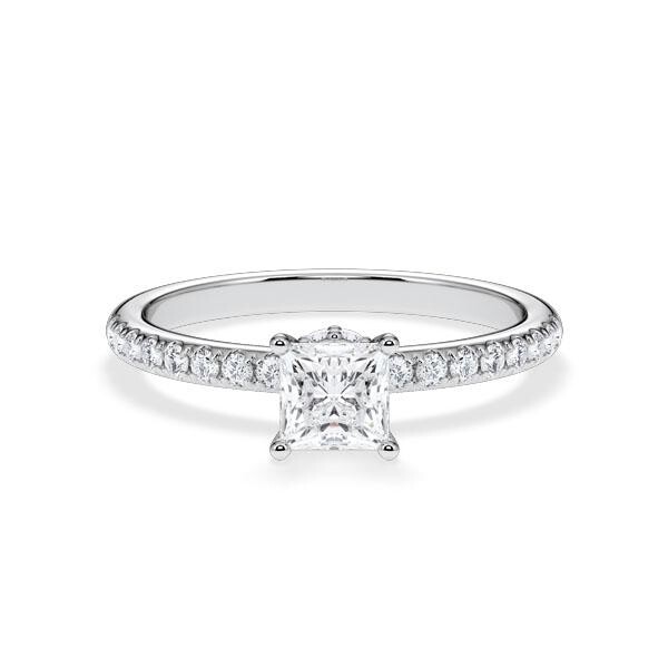 Diamantring Veiled Halo Lab-Grown Prinzess-Diamant Platin Rubin RU-1895