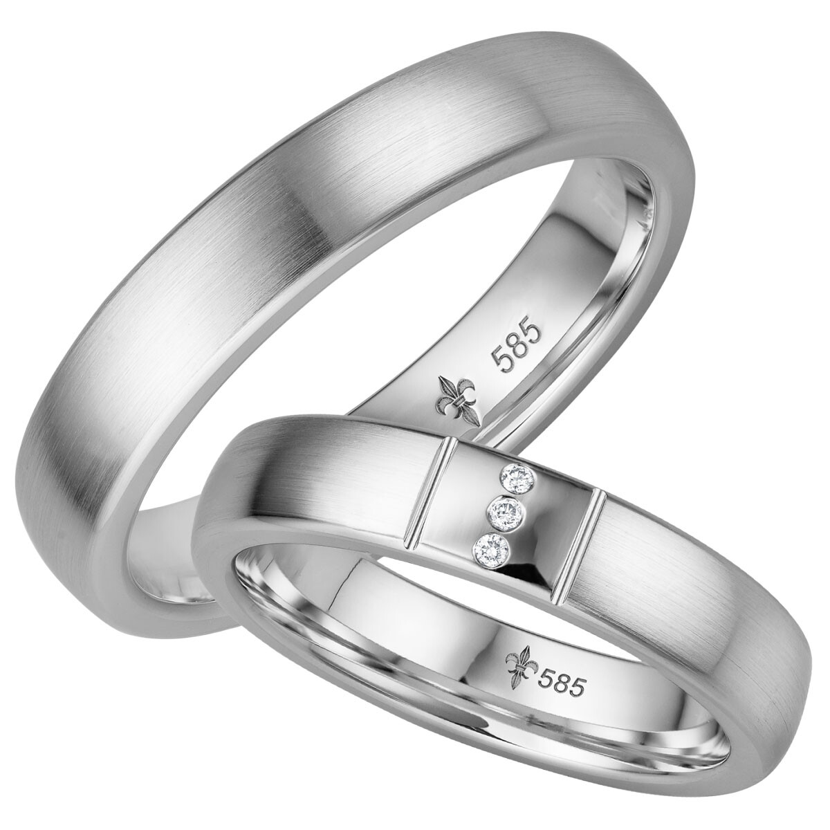 Giloy Trauringe Bernadette Weißgold TR-0-00037 & TR-1-00037