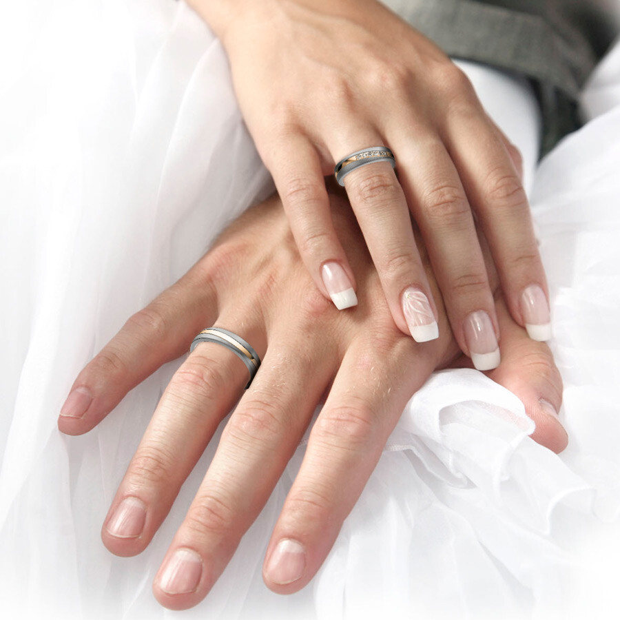 Ruesch Trauringe 14/20010 & 14/20020 Titan & Roségold 585