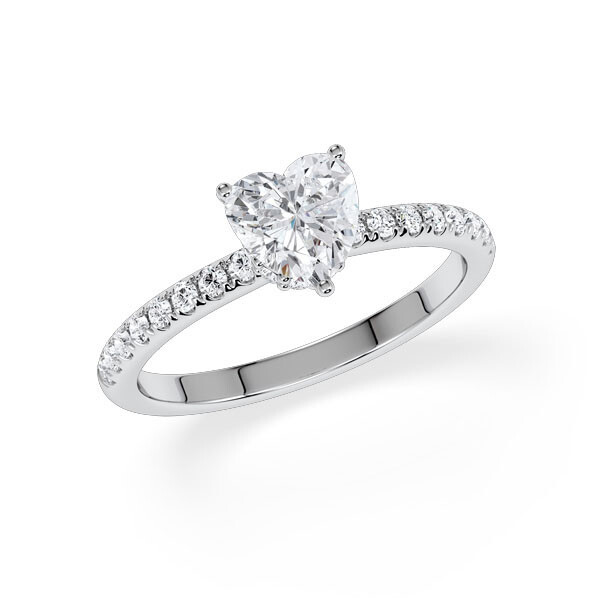 Diamantring Lab Grown Halo Herz Diamant Weißgold Rubin 1981