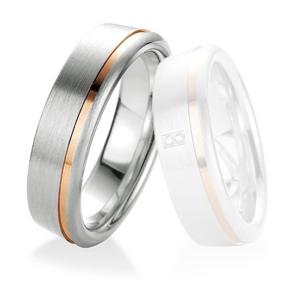 Partnerring aus Silber 925 & Rotgold Breuning 48/08030