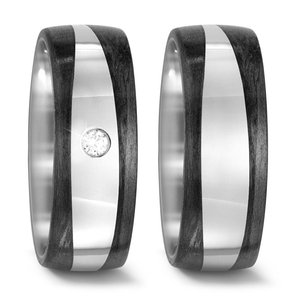 Trauringe Partnerringe Titan Carbon Brillant TitanFactory 52482