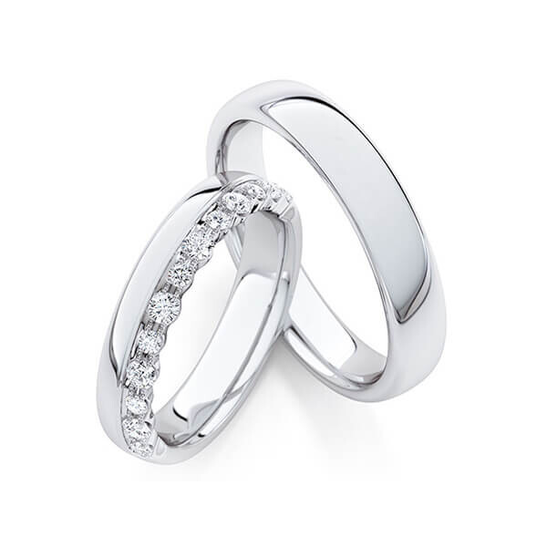 Trauringe Memoire Palladium 950 Brillant zus. 0,380 ct. tw, si Rubin RU-1760