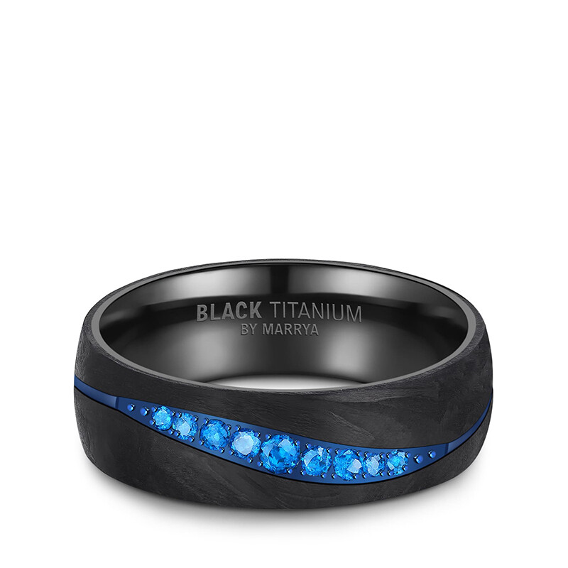 Damenring Black Titanium Blue Ocean Zirkonia Marrya BT-17