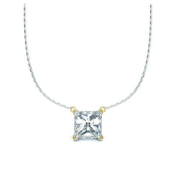 Collier Weißgold 585 Gelbgold 585 Prinzess-Diamant zus. 1,000 ct, tw, vs Rubin RU-1581-16