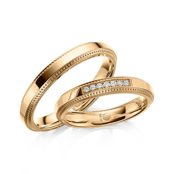 Paar Trauringe / Eheringe Roségold 375/- zus. 0,070 ct, tw, si - RU-1624-4