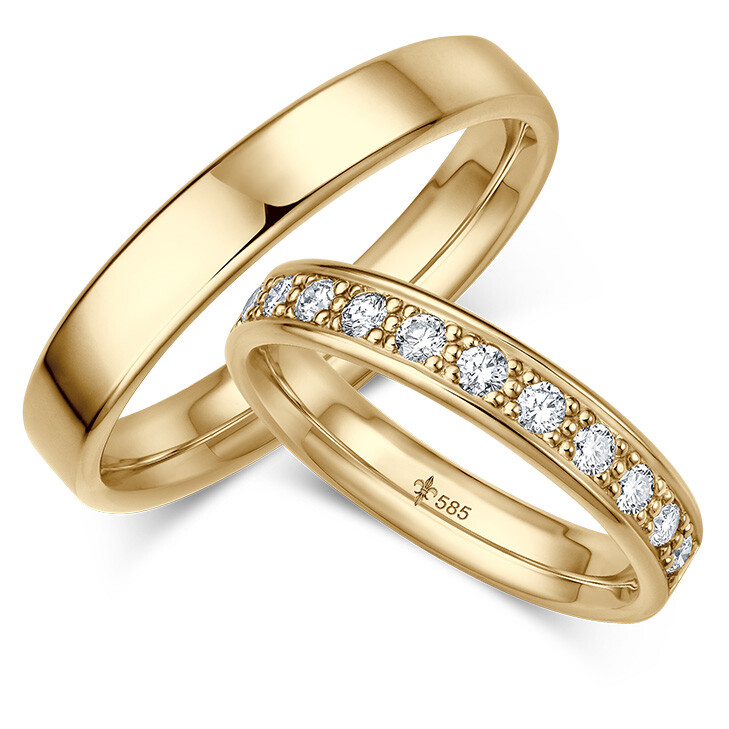 Giloy Trauringe TR-0-00067 & TR-1-00067 Christine Gelbgold lupenrein