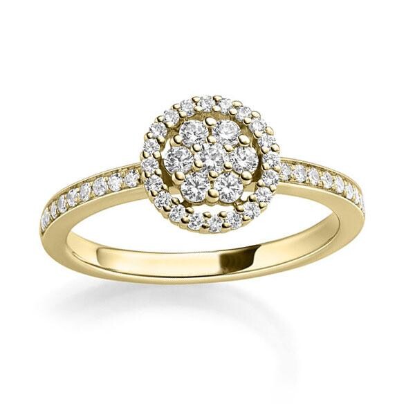 Verlobungsring Gelbgold Halo Rubin RU-1828