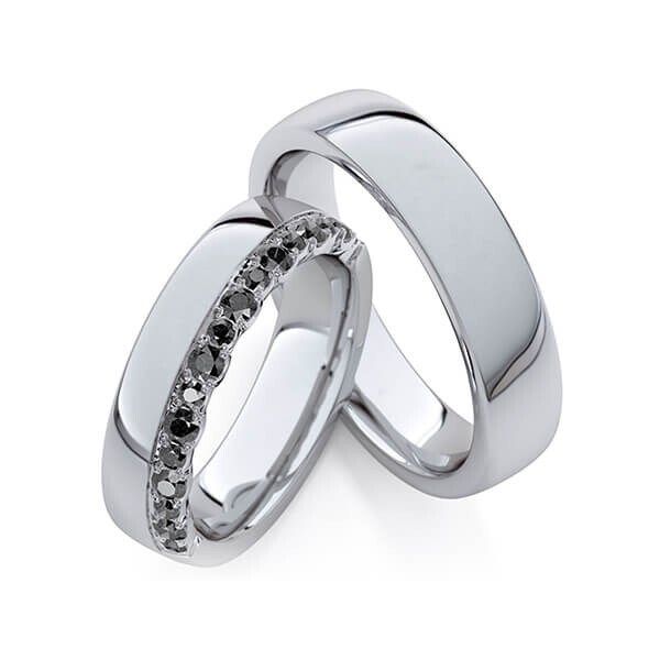 Paar Trauringe / Eheringe Graugold 375/- zus. 0,760 ct, Black - RU-1766-11