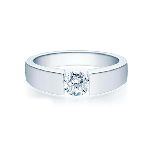 Verlobungsring Spannring 18012 Silber Lab-Grown Brillant Rubin RU-1499