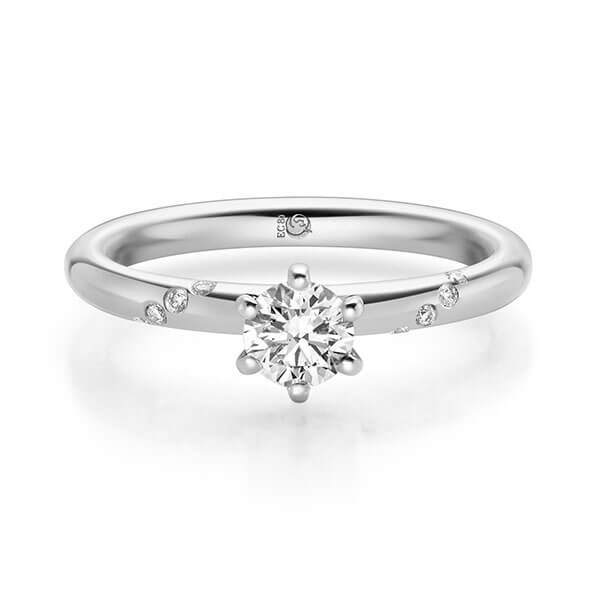 Diamantring Weißgold 333 zus. 0,440 ct, Lab-Grown & tw,si Brillant Rubin RU-1718-7