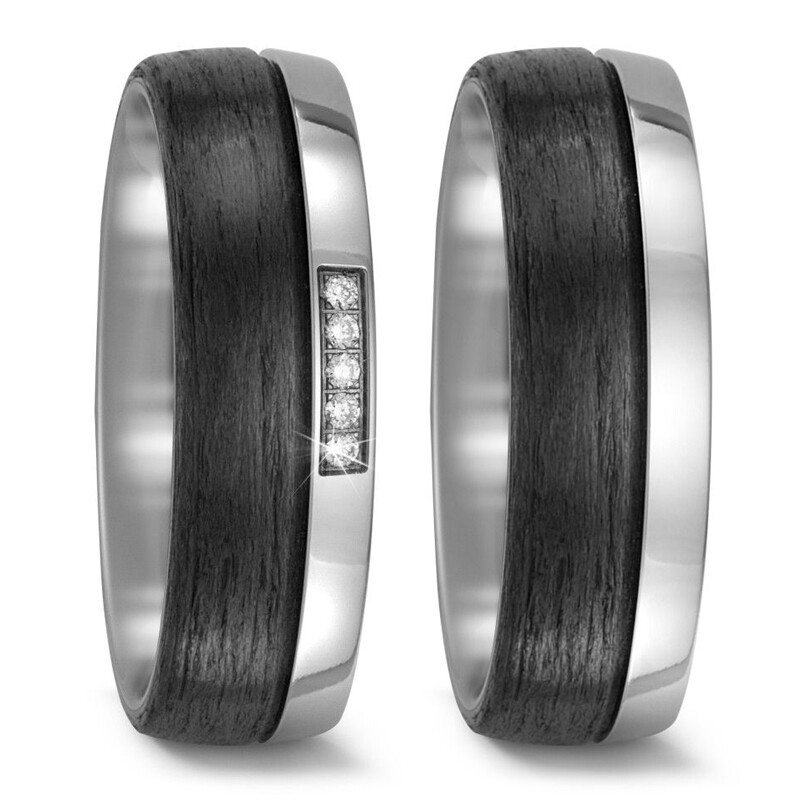 Trauringe Titan Carbon Brillant TitanFactory 52477-5