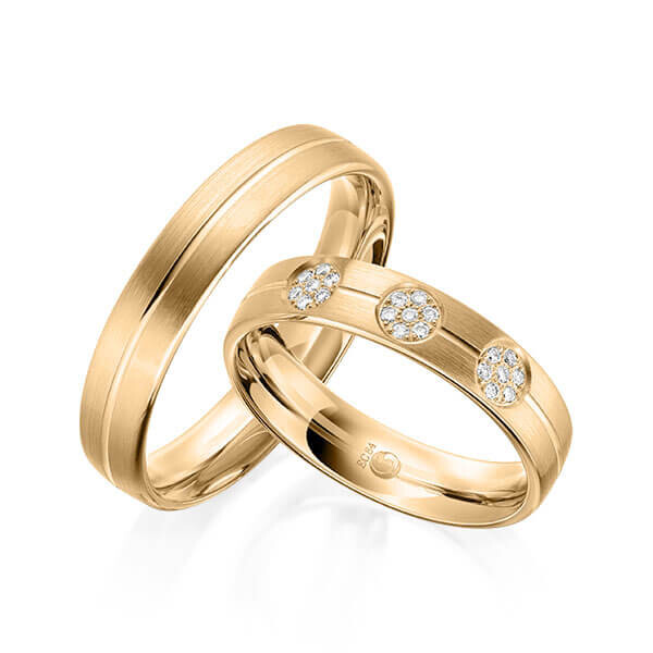 Paar Trauringe / Eheringe Roségold 375/- zus. 0,105 ct, tw, si - RU-1605-6