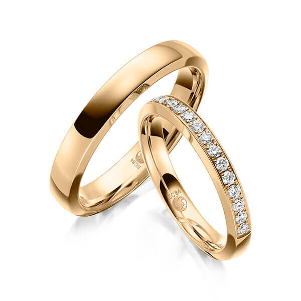 Paar Trauringe / Eheringe Roségold 375/- zus. 0,340 ct, tw, si - RU-1639-4