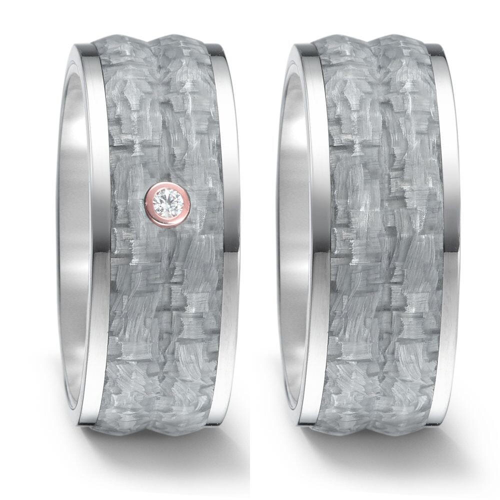 TitanFactory Trauringe Titan, Carbon in grau & Rotgold 585 - 52559