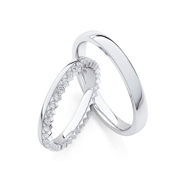 Paar Trauringe / Eheringe Palladium 950/- zus. 0,310 ct, tw, si - RU-1770-2