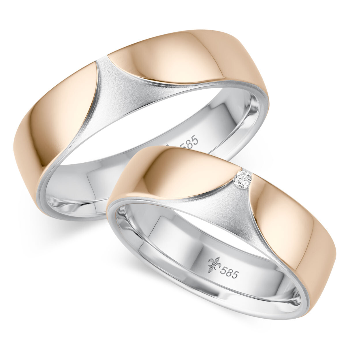 Giloy Trauringe Sophie Roségold & Weißgold TR-0-00011 & TR-1-00011