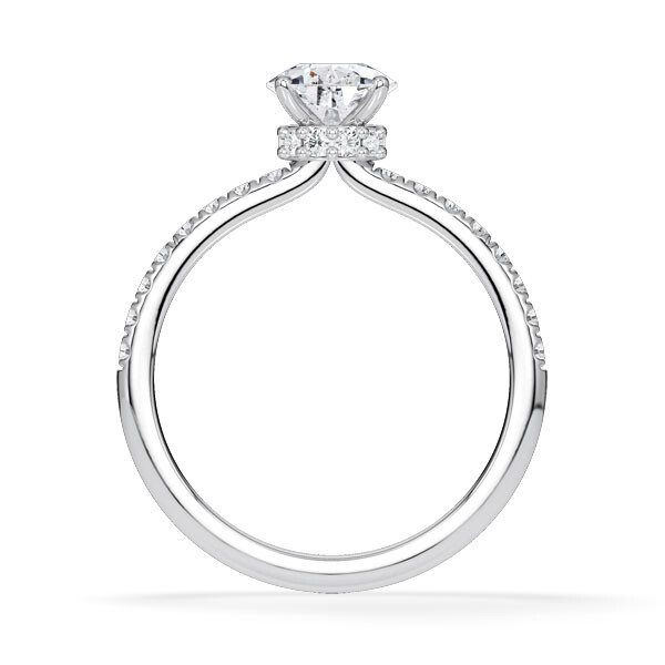 Ring Veiled Halo Tropfen Diamant Weißgold Rubin 1894