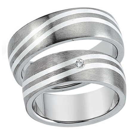 Schwarz Partnerringe Titan Silber 20012