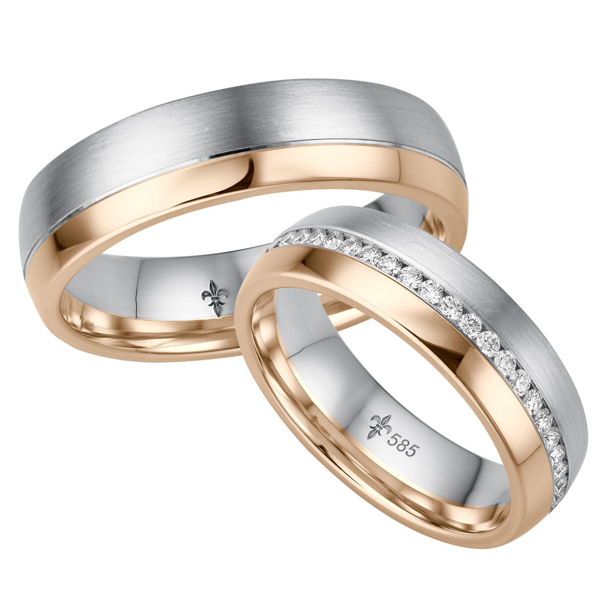 Giloy Trauringe Léonie Weißgold & Roségold TR-0-00024 & TR-1-00024