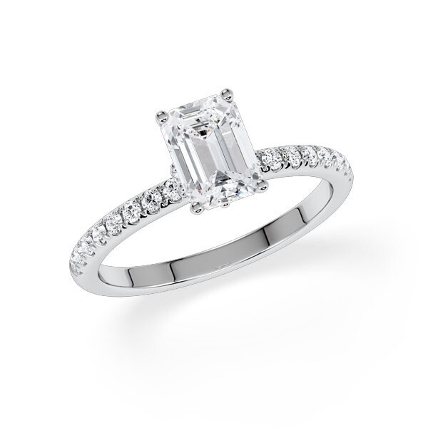 Ring Veiled Halo Emerald Diamant Platin Rubin 1890