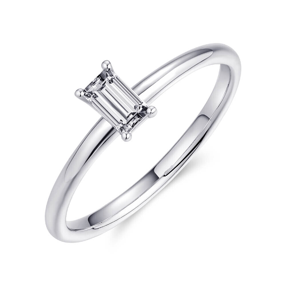 Solitär Ring Silber 925 Baguette Zirkonia Gisser R417