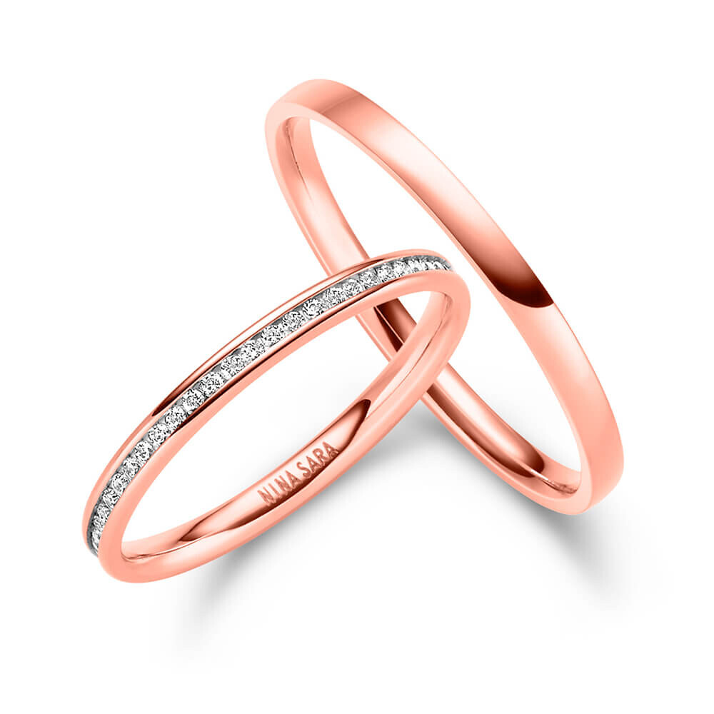 Edelstahlring Rosé mit Beisteckring schmal Nina Sara NS-16