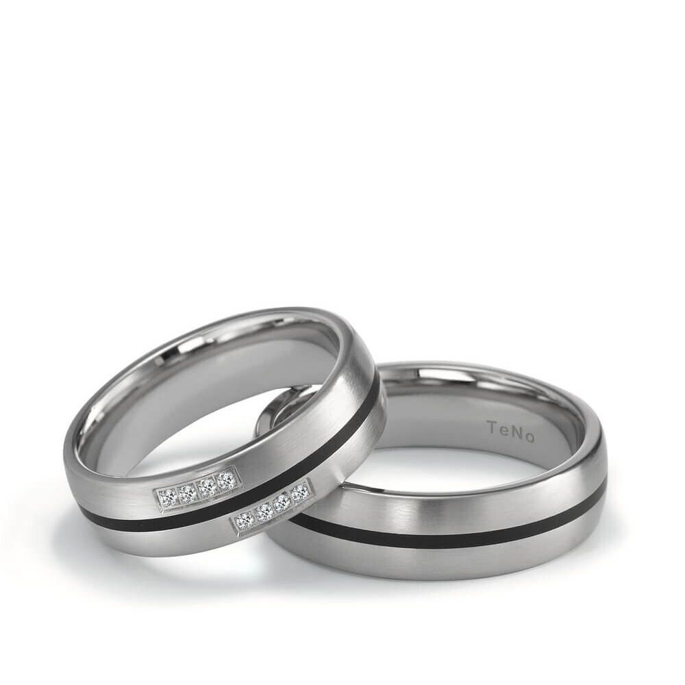 Partnerringe Edelstahl Keramik Tamor Satin TeNo 306411 & 306414