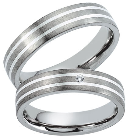Schwarz Partnerringe Titan Silber 20013