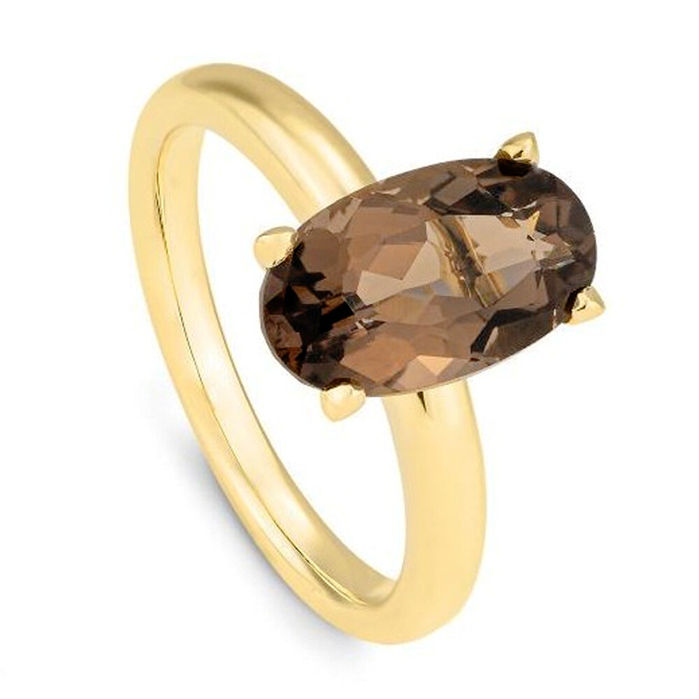 Ring Rauchquarz Oval Gelbgold Breuning 42/300060