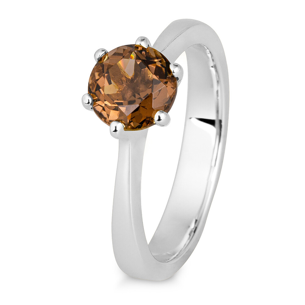 Verlobungsring mit Rauchquarz BR197-5 Weißgold