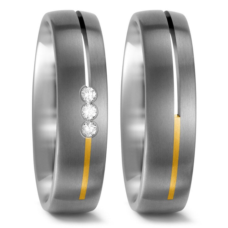 TitanFactory Trauringe Titan Gelbgold Brillant 51792