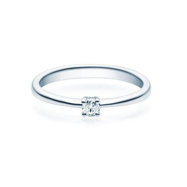 Verlobungsring Solitär Silber 925rhodiniert Brillant 0,080 ct. w, si Rubin RU-1503