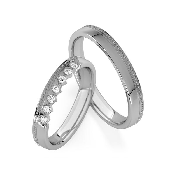 Trauringe mit Millgriff/Perlfuge Platin Rubin RU-1840