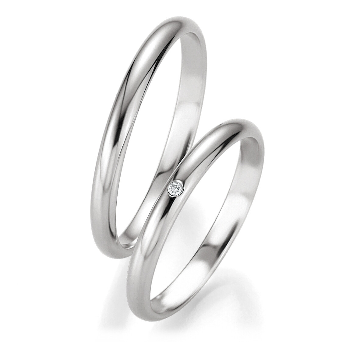 Trauringe Weißgold Basic Slim Breuning 48/04311 & 48/04312