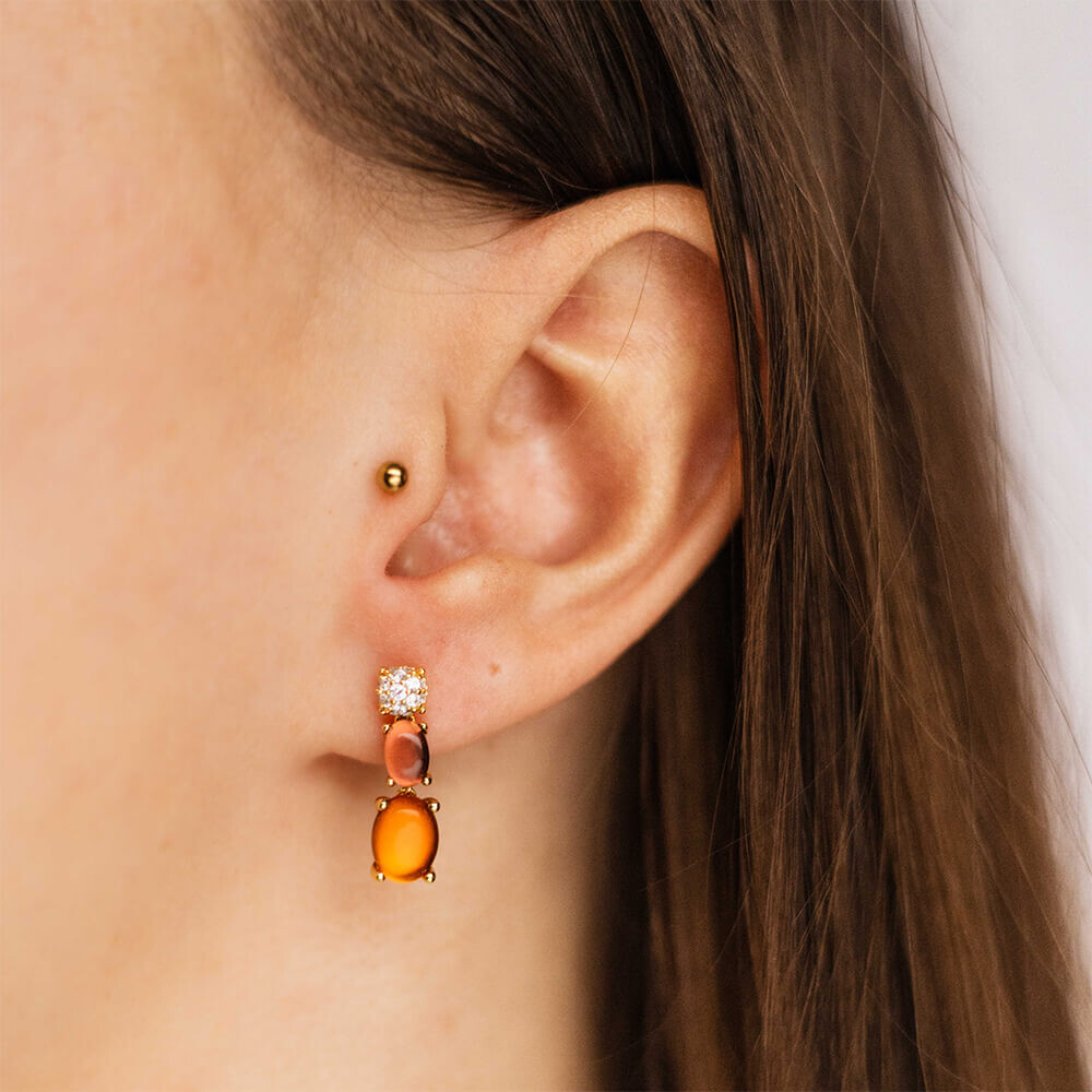 Ohrhänger Cabuchon orange Gisser E1082YO am Ohr