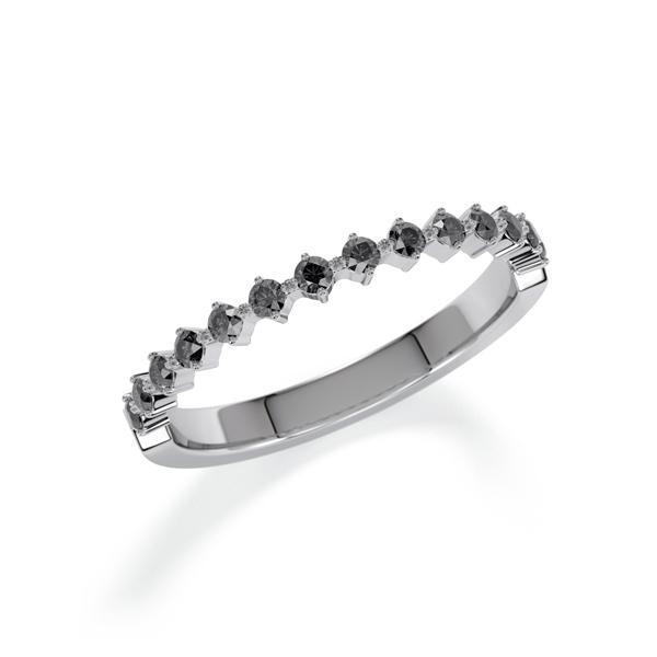Memoire- Vorsteckring Graugold 585 zus. 0,260ct. Black Rubin 1806