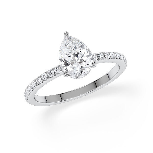 Ring Classic Hidden Halo Tropfen Weißgold Rubin 1903