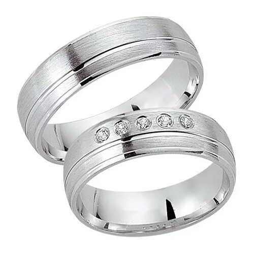 Schwarz Trauringe / Partnerringe Silber 925 Zirkonia SW925-110 Sterlingsilber feinmatt