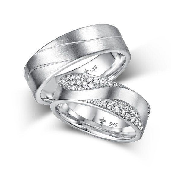 Giloy Trauringe Yvonne Weißgold TR-0-00052 & TR-1-00052