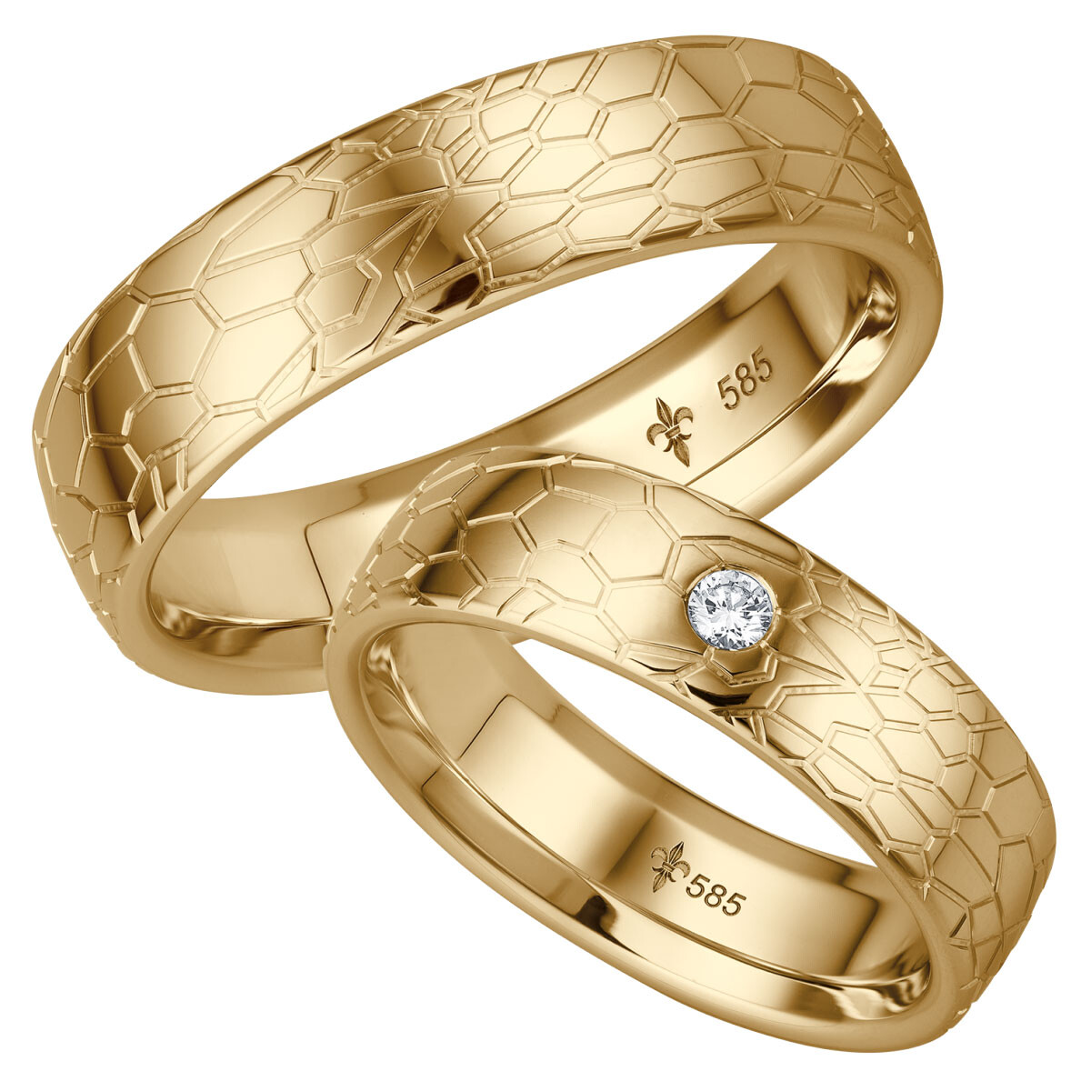 Giloy Trauringe TR-0-00030 & TR-1-00030 Zoé Gelbgold