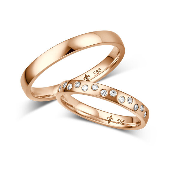 Giloy Trauringe TR-0-00057 & TR-1-00057 Florine Rotgold