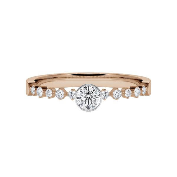 Verlobungsring Peach-Gold 585 & Platin 950 zus. 0,320ct. Brillant Zarge Rubin RU-1795
