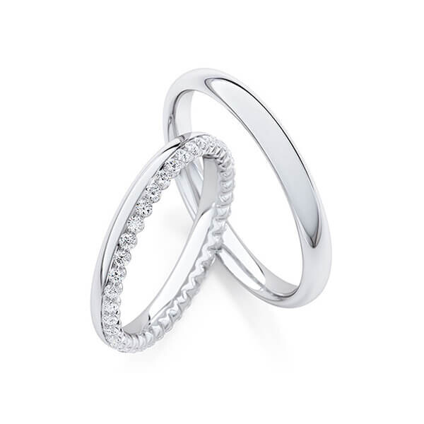 Trauringe Memoire Weißgold 333 Brillant zus. 0,350 ct. tw, si Rubin RU-1758